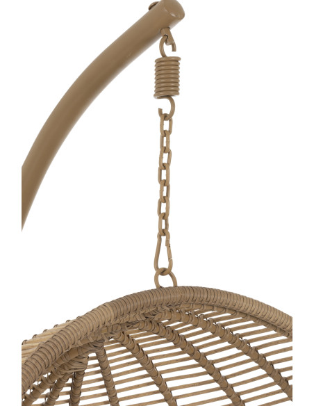 Fauteuil suspendu Rond avec pied Paradiso en Osier Beige Métal Beige Coton Blanc - 6