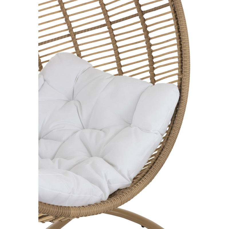 Fauteuil suspendu Rond avec pied Paradiso en Osier Beige Métal Beige Coton Blanc - 8