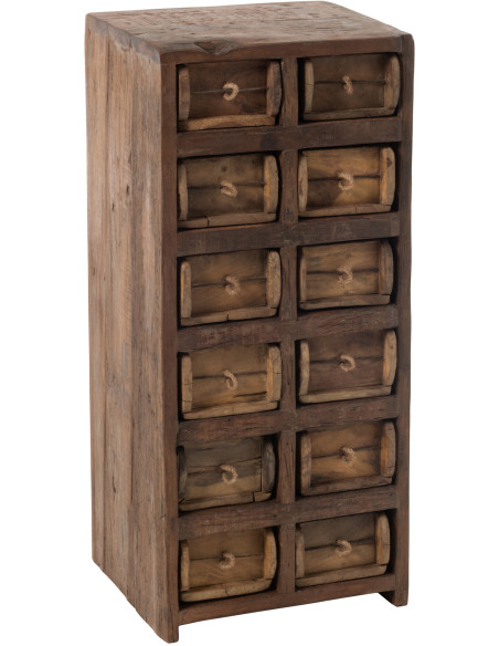 Meuble d'apothicaire 12 tiroirs Franklin en bois recyclé J-Line - 1