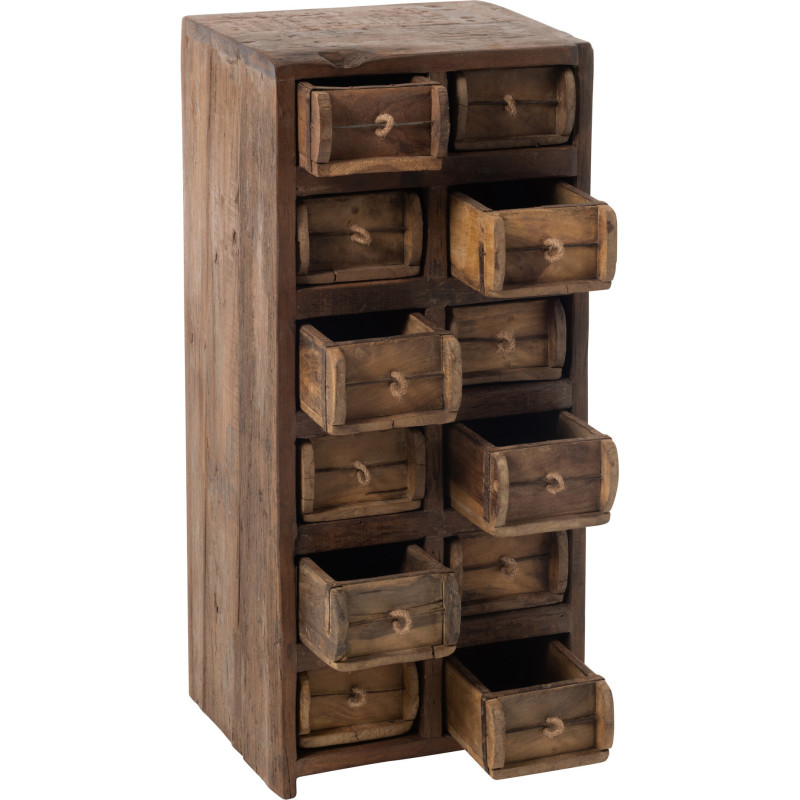 Meuble d'apothicaire 12 tiroirs Franklin en bois recyclé J-Line - 6