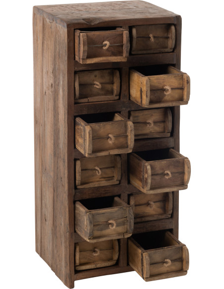 Meuble d'apothicaire 12 tiroirs Franklin en bois recyclé J-Line - 6