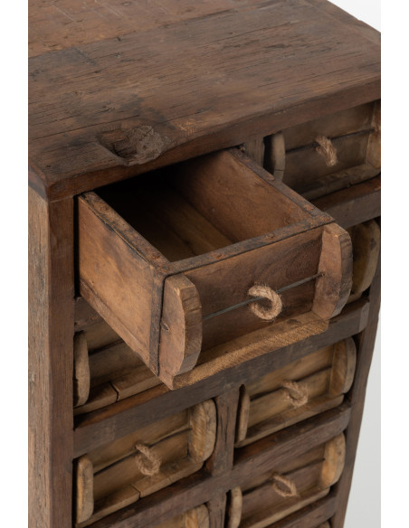 Meuble d'apothicaire 12 tiroirs Franklin en bois recyclé J-Line - 10