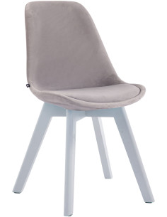 Chaise Sakina en Velours Gris clair Bois de hêtre Blanc  - 1
