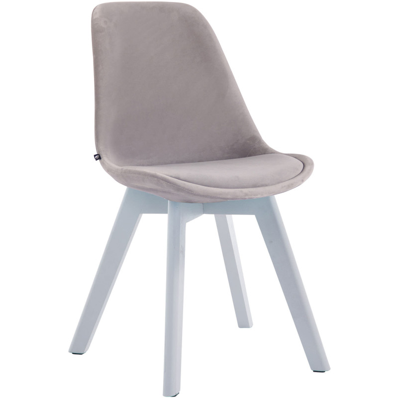 Chaise Sakina en Velours Gris clair Bois de hêtre Blanc  - 1
