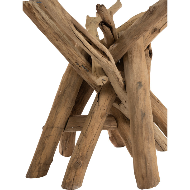 Table à manger Ronde 6 personnes Raw en Bois d'eucalyptus Naturel Verre Transparent - 2