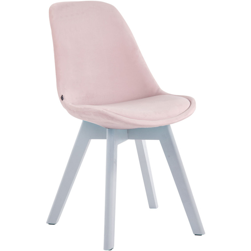 Chaise Sakina en Velours Rose Bois de hêtre Blanc  - 1
