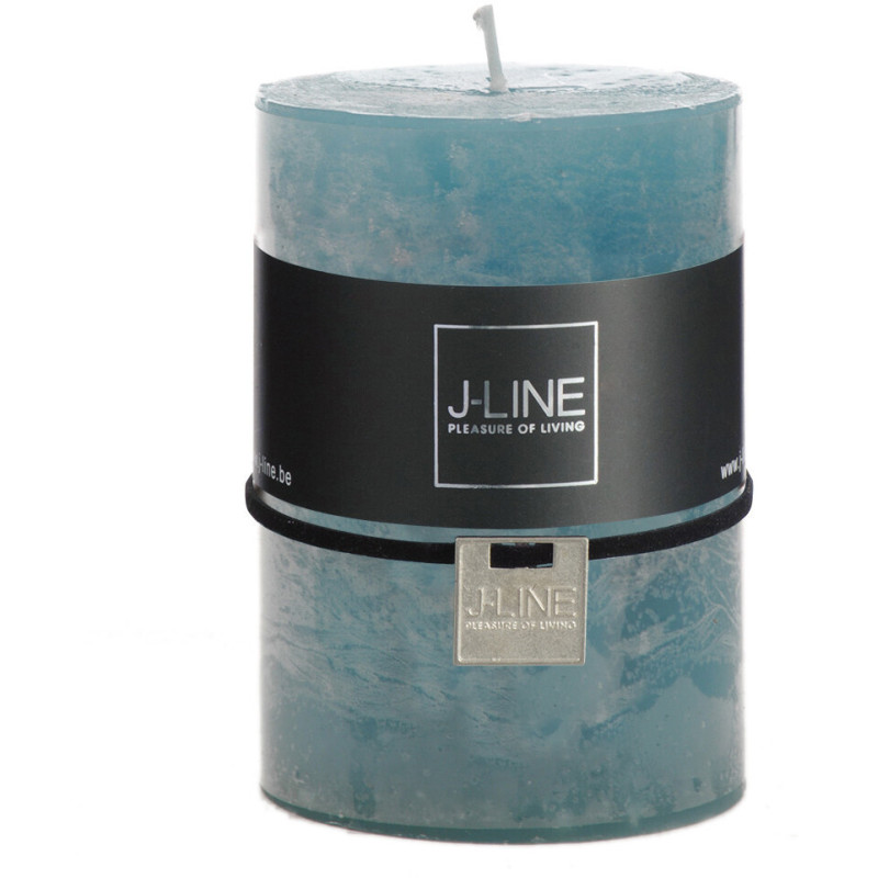 Bougie Cylindrique XL Bleu azur J-Line en Cire 48 heures Hauteur 10 cm - 1