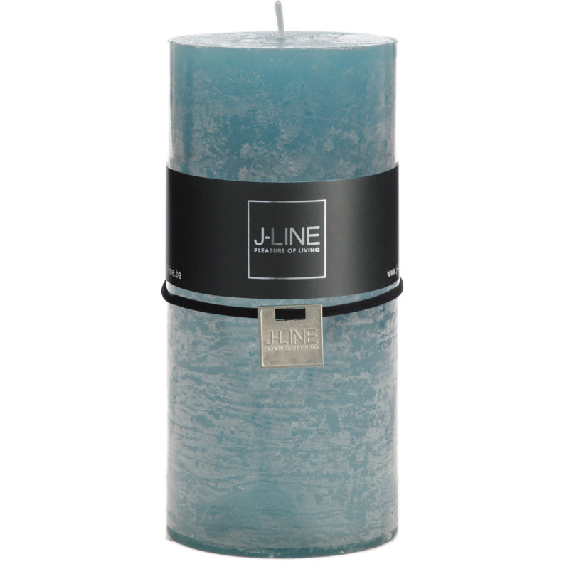 Bougie Cylindrique XXL Bleu azur J-Line en Cire 70 heures Hauteur 15 cm - 1