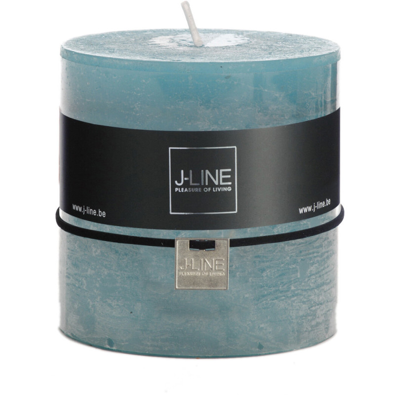 Bougie Cylindrique XXL Bleu azur J-Line en Cire 80 heures Hauteur 10 cm - 1