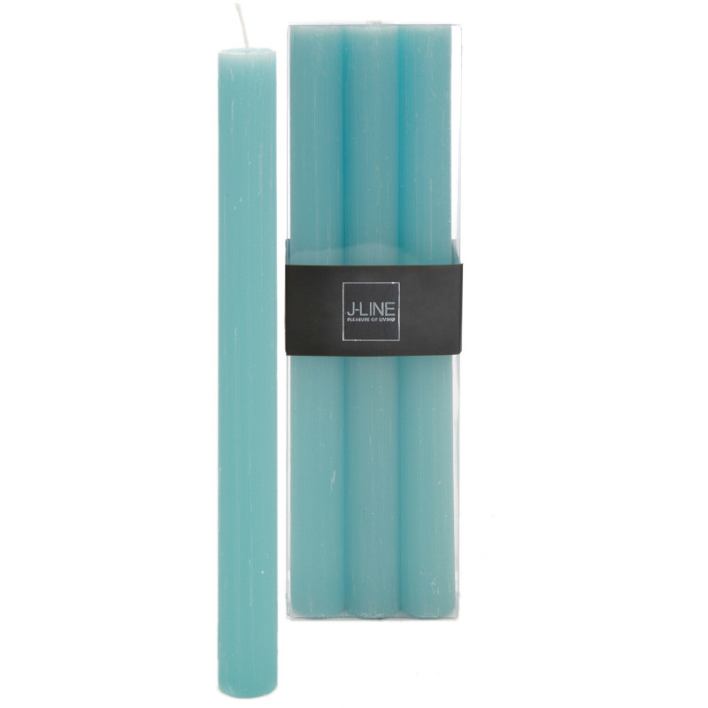 Bougie Cylindrique Bleu azur J-Line en Cire 13 heures Hauteur 25 cm (Lot de 6) - 1