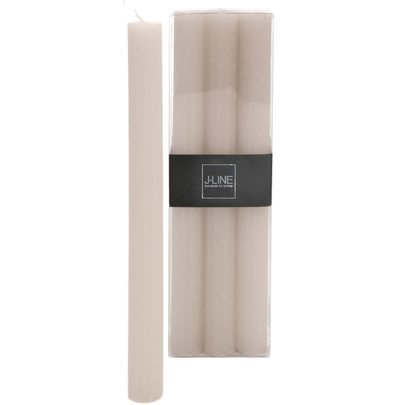 Bougie Cylindrique Sable J-Line en Cire 13 heures Hauteur 25 cm (Lot de 6) - 1