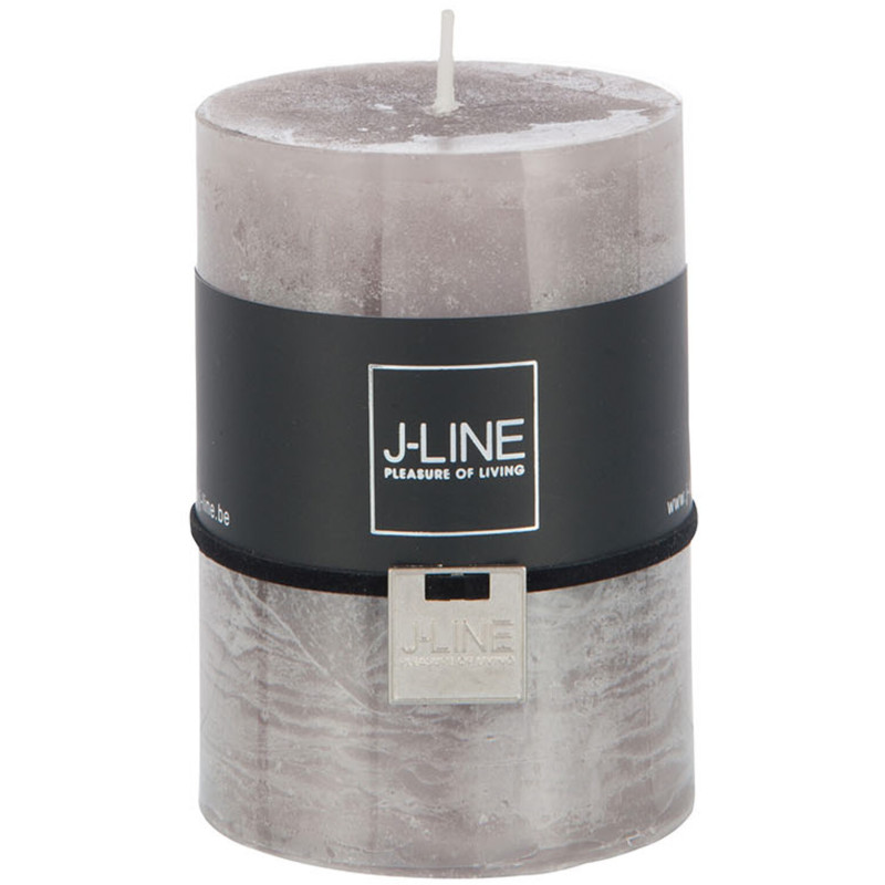 Bougie Cylindrique XL Taupe foncé J-Line en Cire 48 heures Hauteur 10 cm - 1