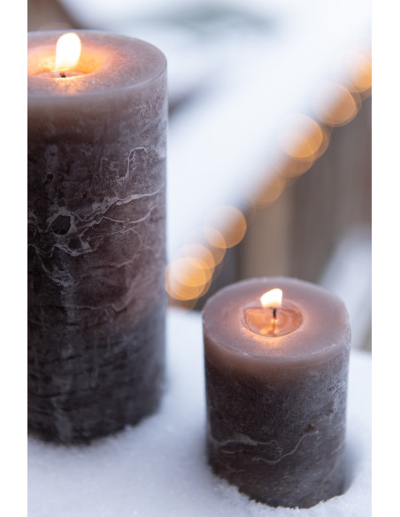 Bougie Cylindrique XXL Taupe foncé J-Line en Cire 70 heures Hauteur 15 cm - 2