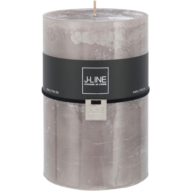 Bougie Cylindrique XXL Taupe foncé J-Line en Cire 120 heures Hauteur 15 cm - 1