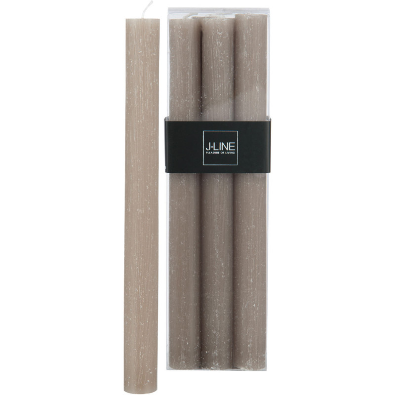 Bougie Cylindrique Taupe foncé J-Line en Cire 13 heures Hauteur 25 cm (Lot de 6) - 1