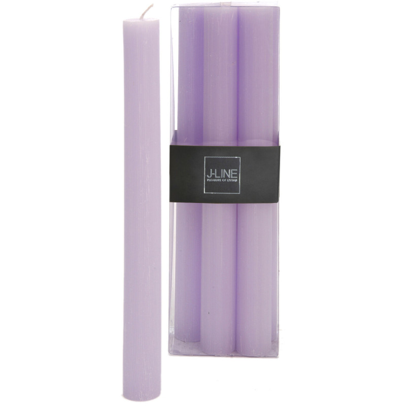 Bougie Cylindrique Lavande J-Line en Cire 13 heures Hauteur 25 cm (Lot de 6) - 1