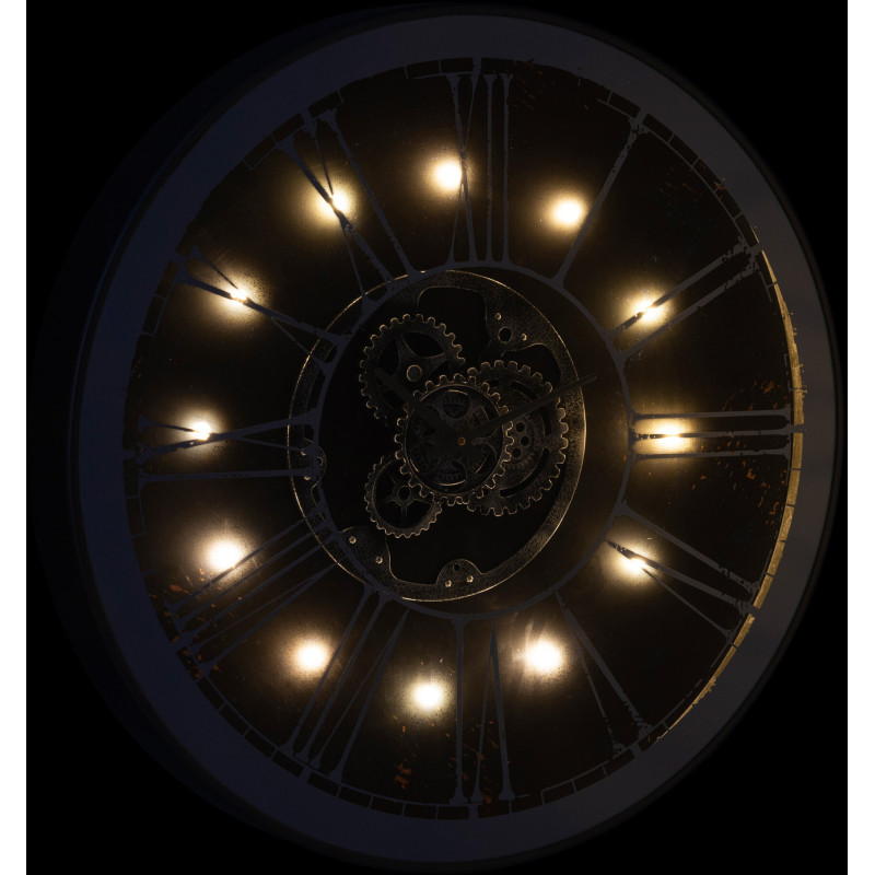 Horloge murale lumineuse Ronde XL 80 cm Snap en Bois Champgane Argenté Miroir - 3