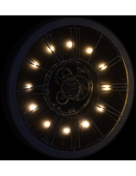 Horloge murale lumineuse Ronde XL 80 cm Snap en Bois Champgane Argenté Miroir - 3