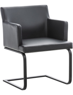 Chaise de bureau Avec accoudoirs Chaima en Polyuréthane Noir Métal Noir - 1