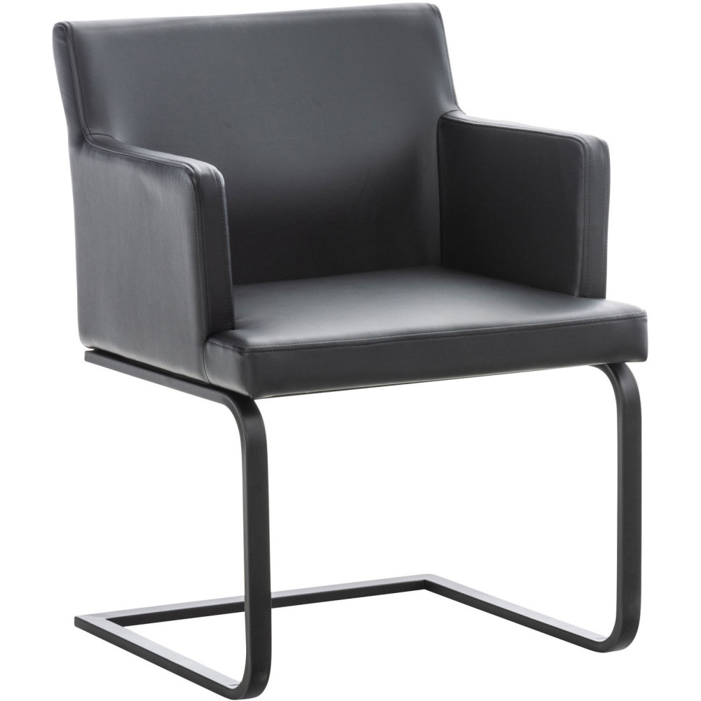 Chaise de bureau Avec accoudoirs Chaima en Polyuréthane Noir Métal Noir - 1