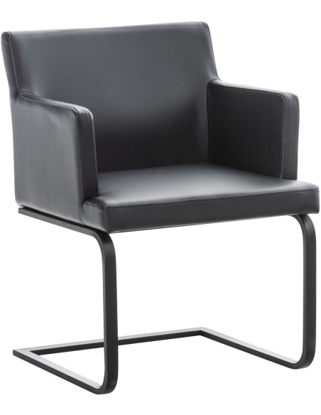 Chaise de bureau Avec accoudoirs Chaima en Polyuréthane Noir Métal Noir  - 1