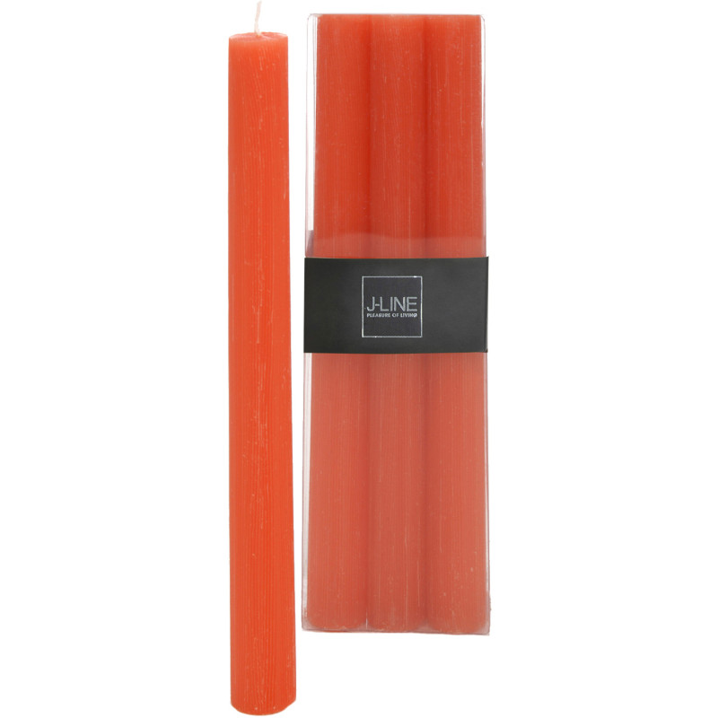 Bougie Cylindrique Orange J-Line en Cire 13 heures Hauteur 25 cm (Lot de 6) - 1