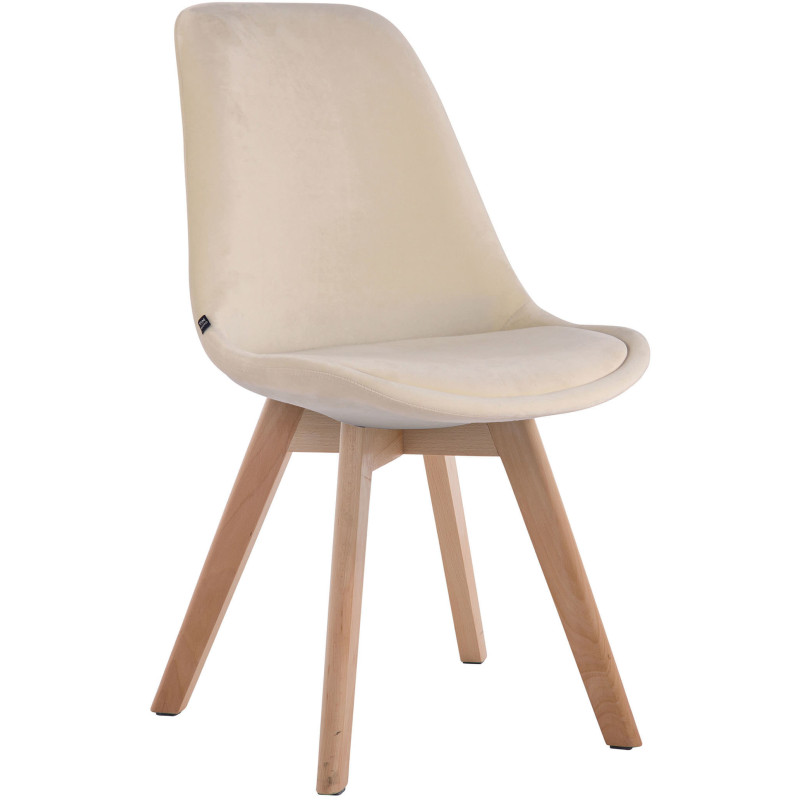 Chaise Sakina en Velours Beige Bois de hêtre Naturel - 1