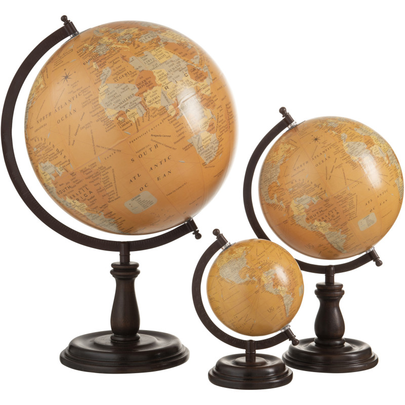 Globe terrestre décoratif Polo Hauteur 50 cm en Bois de manguier Marron foncé Plastique Orange - 2