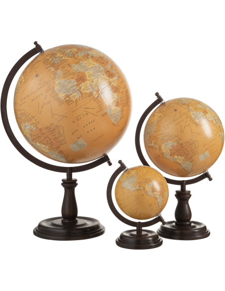 Globe terrestre décoratif Polo Hauteur 50 cm en Bois de manguier Marron foncé Plastique Orange - 2
