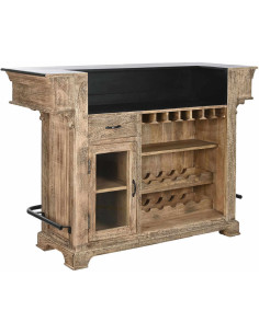 Comptoir de bar rustique en Bois de manguier Naturel Noir Métal Vyldor - 1