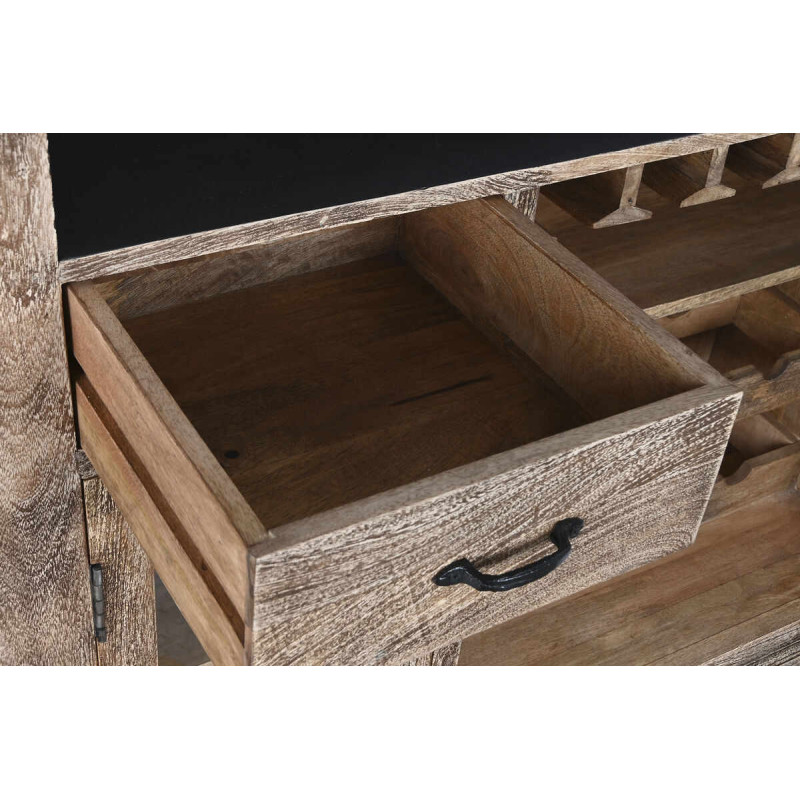 Comptoir de bar rustique en Bois de manguier Naturel Noir Métal Vyldor - 8