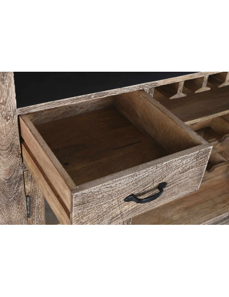 Comptoir de bar rustique en Bois de manguier Naturel Noir Métal Vyldor - 8