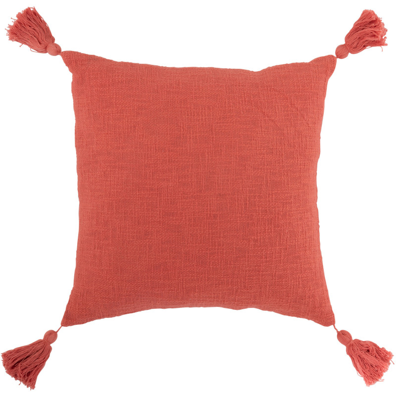 Coussin XL Carré Brimla 60x60 en Coton Rose Avec pompons - 1