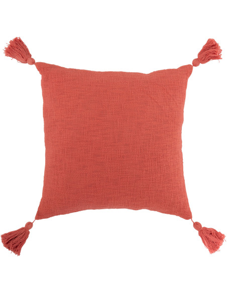 Coussin XL Carré Brimla 60x60 en Coton Rose Avec pompons - 1