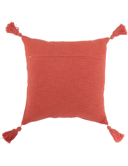 Coussin XL Carré Brimla 60x60 en Coton Rose Avec pompons - 2