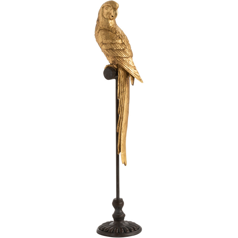 Décoration sur pied Perroquet 65 cm Pepper en Résine Doré Marron J-Line - 1