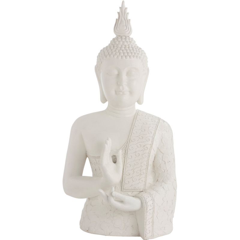 Statue de jardin blanche Bouddha zen 124 cm - 1