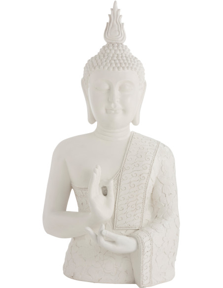 Statue de jardin blanche Bouddha zen 124 cm J-Line - 1