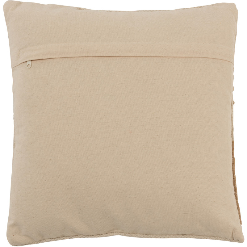 Coussin Carré Pieces 45x45 en Coton Beige Marron Avec franges - 3