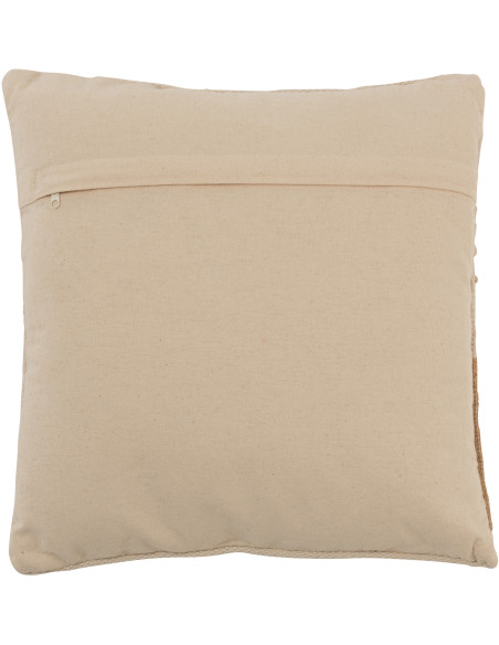 Coussin Carré Pieces 45x45 en Coton Beige Marron Avec franges - 3