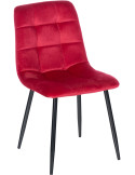 Chaise moderne en Velours Rouge Métal Noir Mat Delphine
