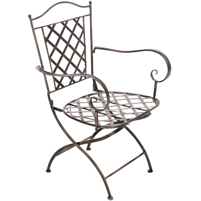 Chaise de jardin Pliante Avec accoudoirs Janna en Métal Bronze - 1