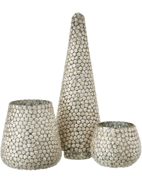 Décoration de Noël Sapin 40 cm en Verre Argenté Motif feuilles - 2