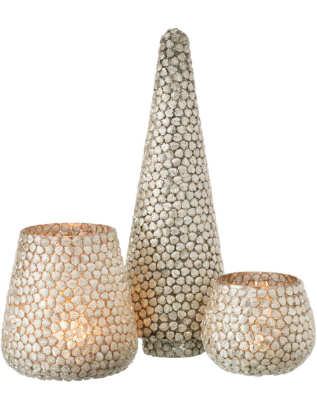 Décoration de Noël Sapin 40 cm en Verre Argenté Motif feuilles - 3