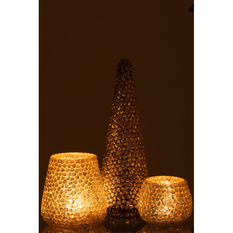 Décoration de Noël Sapin 40 cm en Verre Argenté Motif feuilles - 4