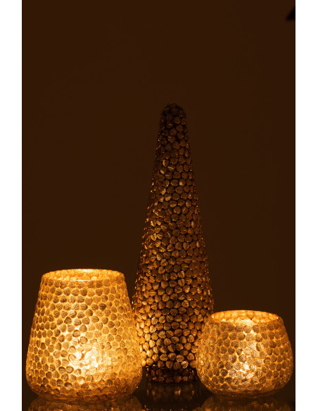 Décoration de Noël Sapin 40 cm en Verre Argenté Motif feuilles - 4