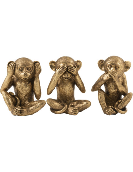Statues déco Singes dorés Sagesse H23 cm Lot de 3 - 1