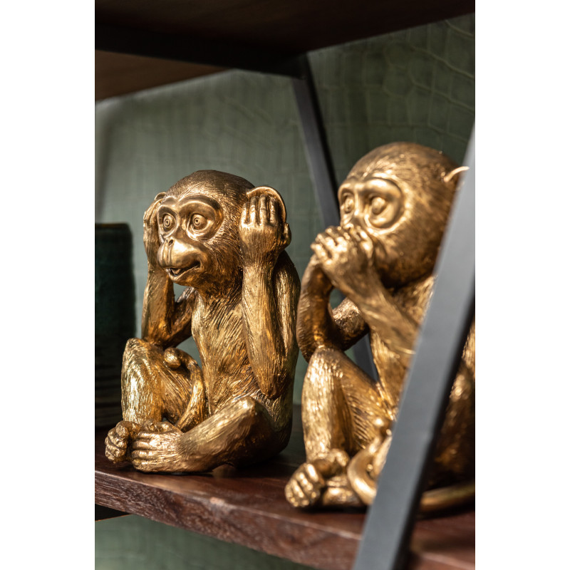Statues déco Singes dorés Sagesse H23 cm Lot de 3 - 2