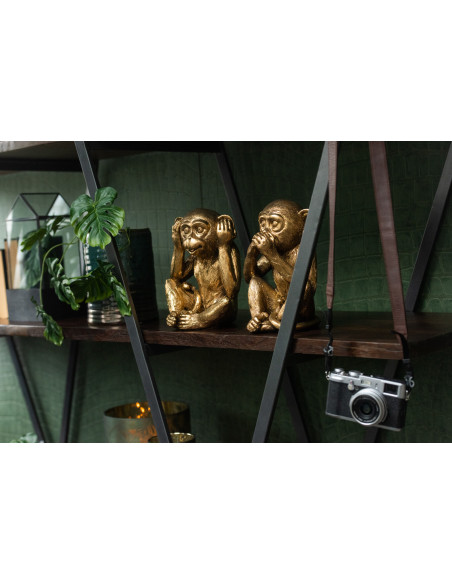 Statues déco Singes dorés Sagesse H23 cm Lot de 3 - 4