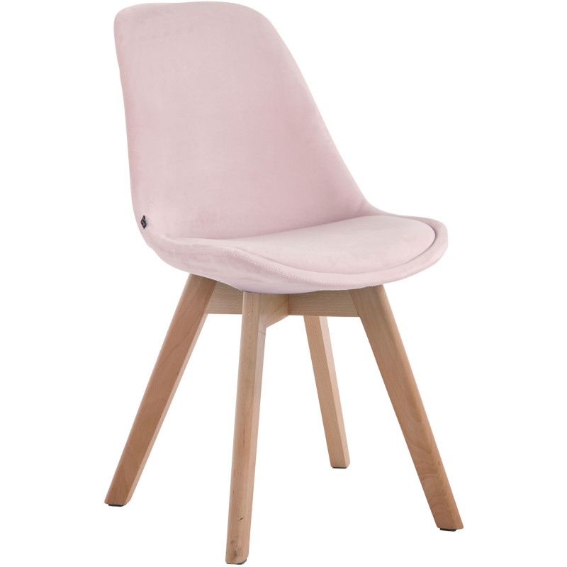 Chaise Sakina en Velours Rose Bois de hêtre Naturel - 1